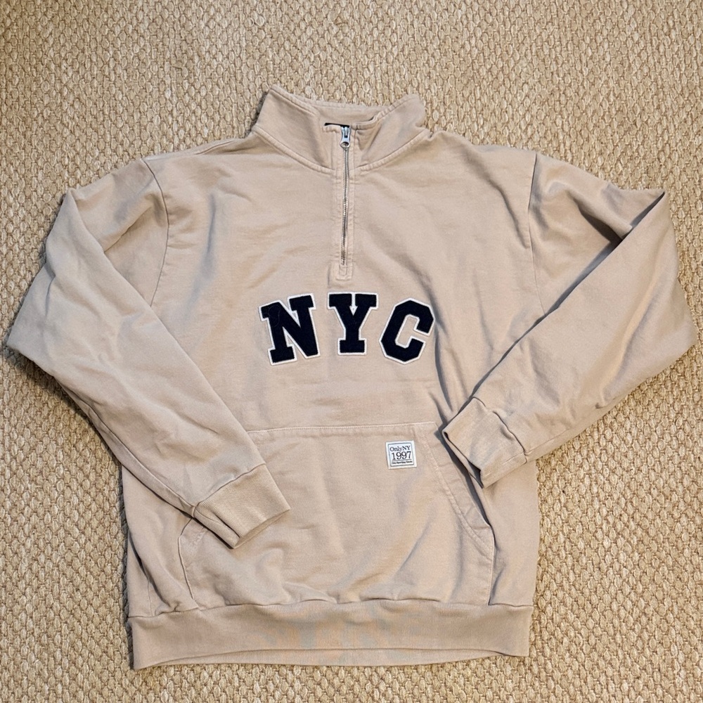 NY Only Beige NYC Half-Zip Sweatshirt